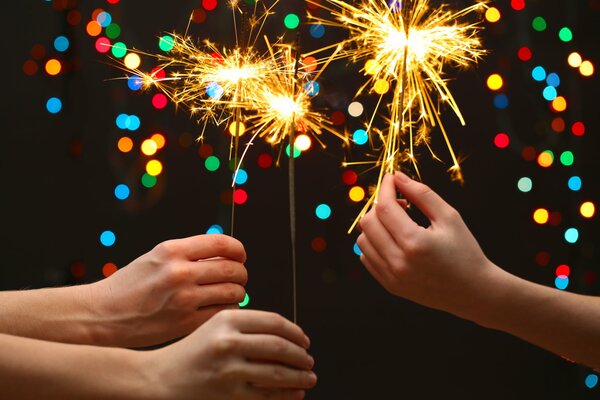 Celebrating the New Year with sparklers