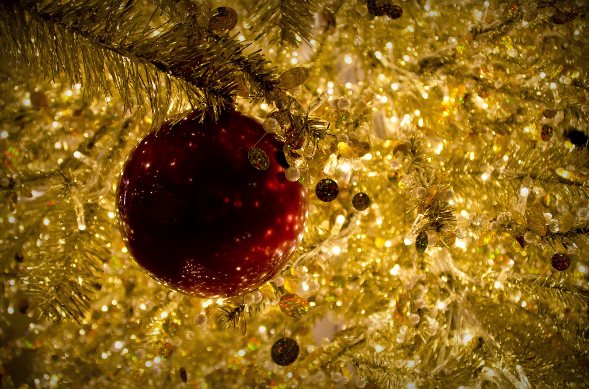 noël nouvel an boule rouge jouet arbre de noël clinquant or