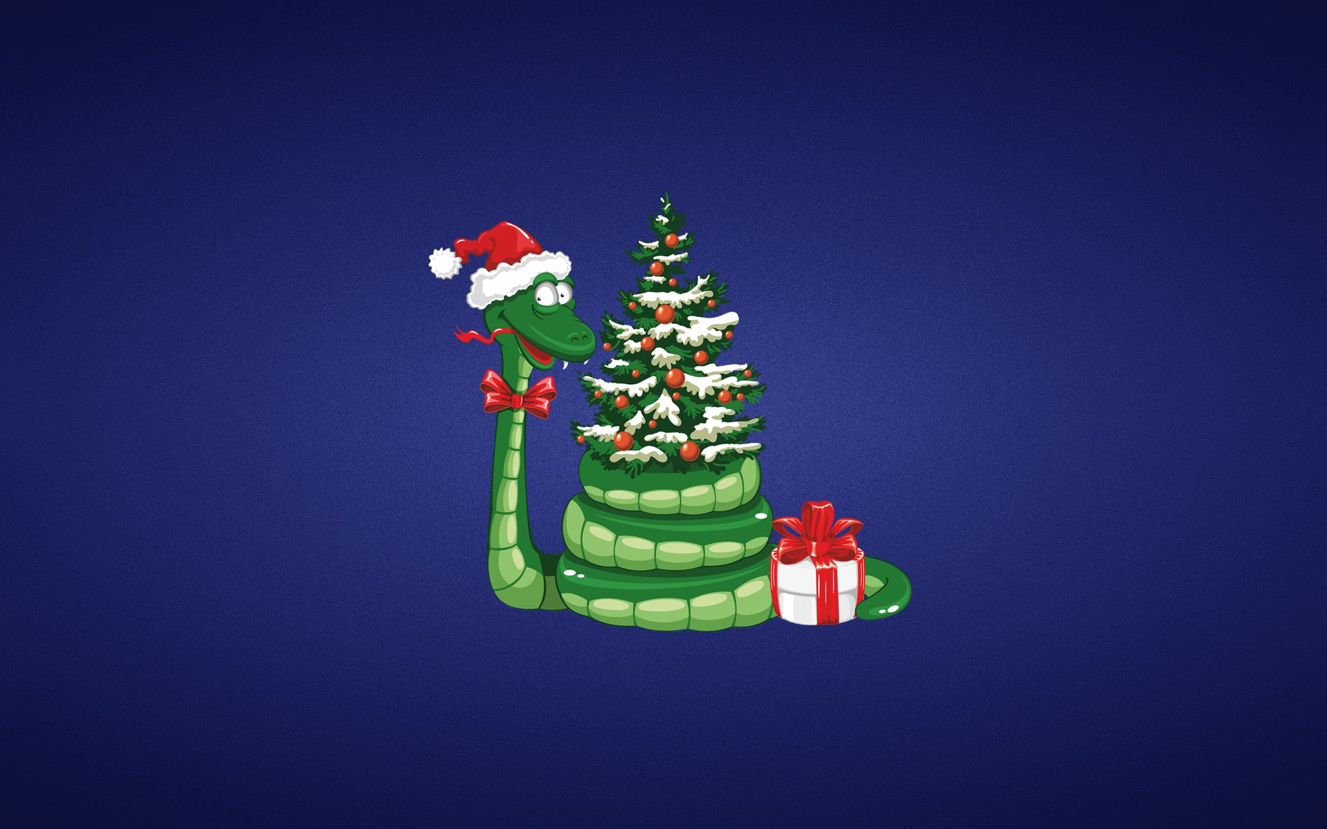 serpiente año nuevo fondo púrpura árbol de navidad regalo sombrero de año nuevo arco verde juguetes