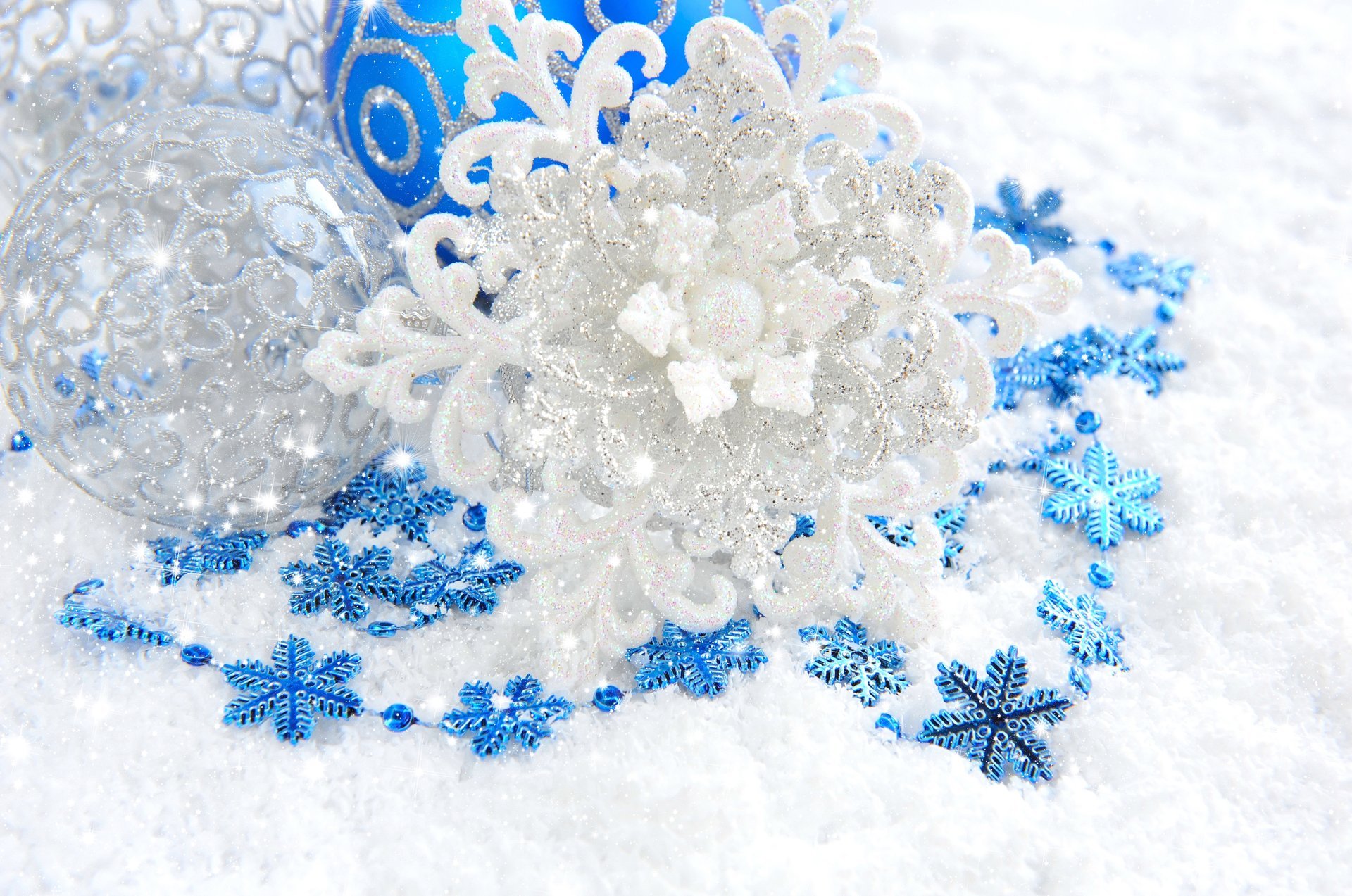 fiocco di neve argento bianco glitter palle blu giocattoli di natale modelli di decorazione decorazioni nuovo anno di natale