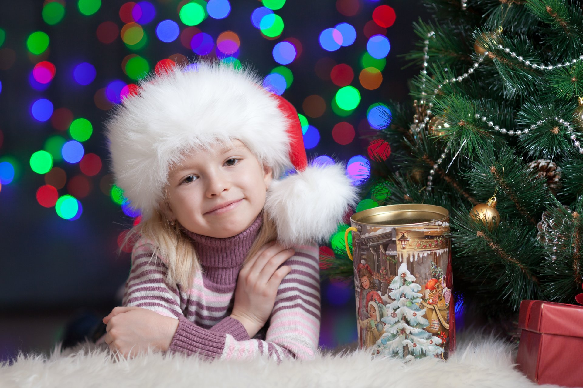 adornos de navidad tarro caja niña sonrisa campana