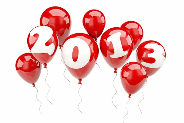 Red holiday balloons. Happy New Year 2013