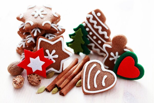 New Year gingerbread cookies with cinnamon