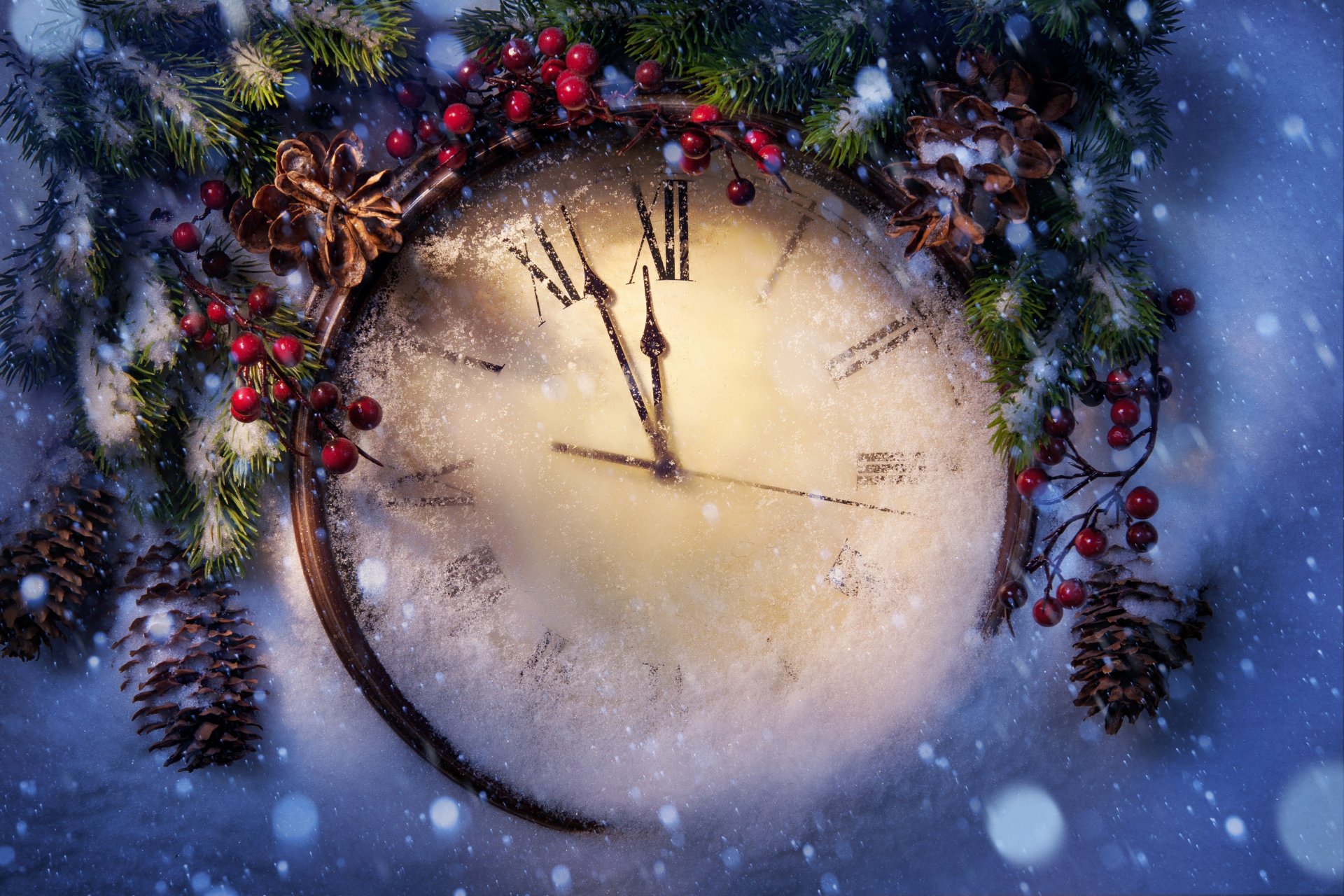 año nuevo navidad vacaciones reloj nieve invierno