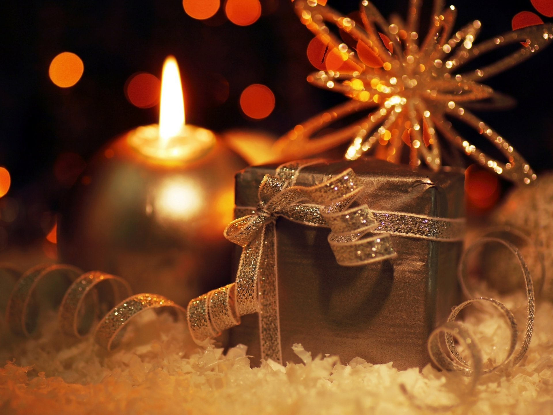 nuovo anno felice anno nuovo vacanza carta da parati di natale colori di natale decorazione di natale scenario candela regalo nastro fiocco di neve luci