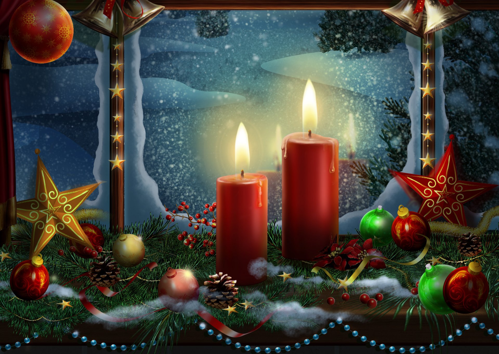 palla palle bellezza campane candele natale palle di natale campane di natale colorato colori fresco ghirlande oro oro felice anno nuovo vacanze carino buon natale bello abbastanza nastro neve stella stelle finestra inverno palla palle rosso