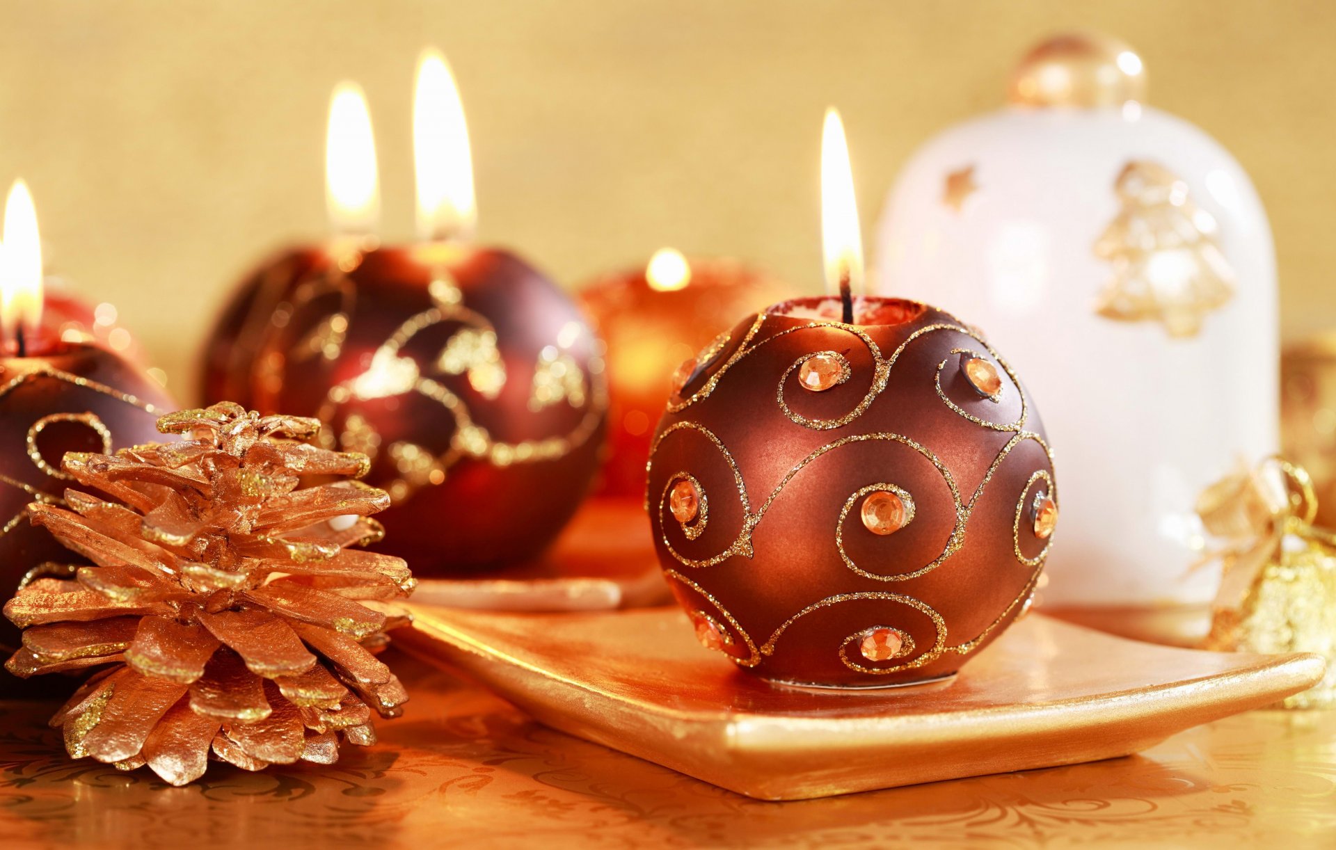 nuovo anno natale vacanza pigna candela candele stand