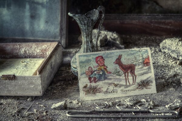 Christmas card with a deer on a gloomy background