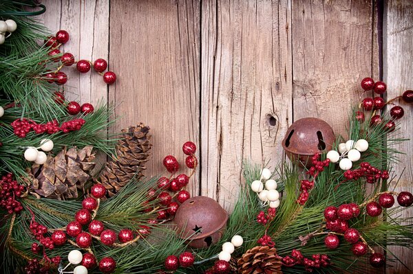 Fir branch with Christmas decorations