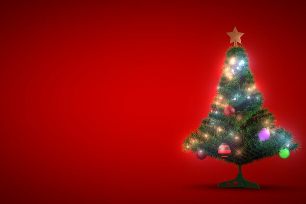 Christmas tree on a red background