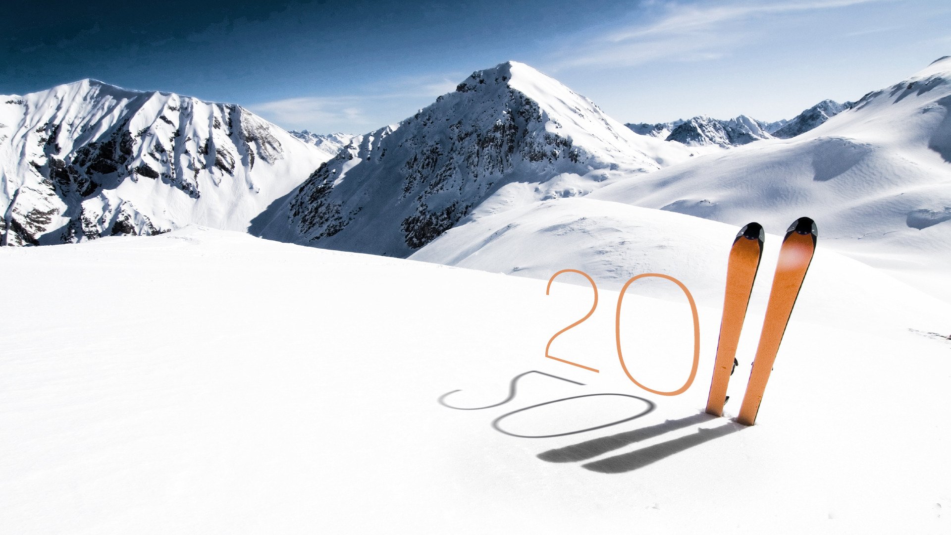 2011 new year year of the rabbit a year cat skiing mountain snow number