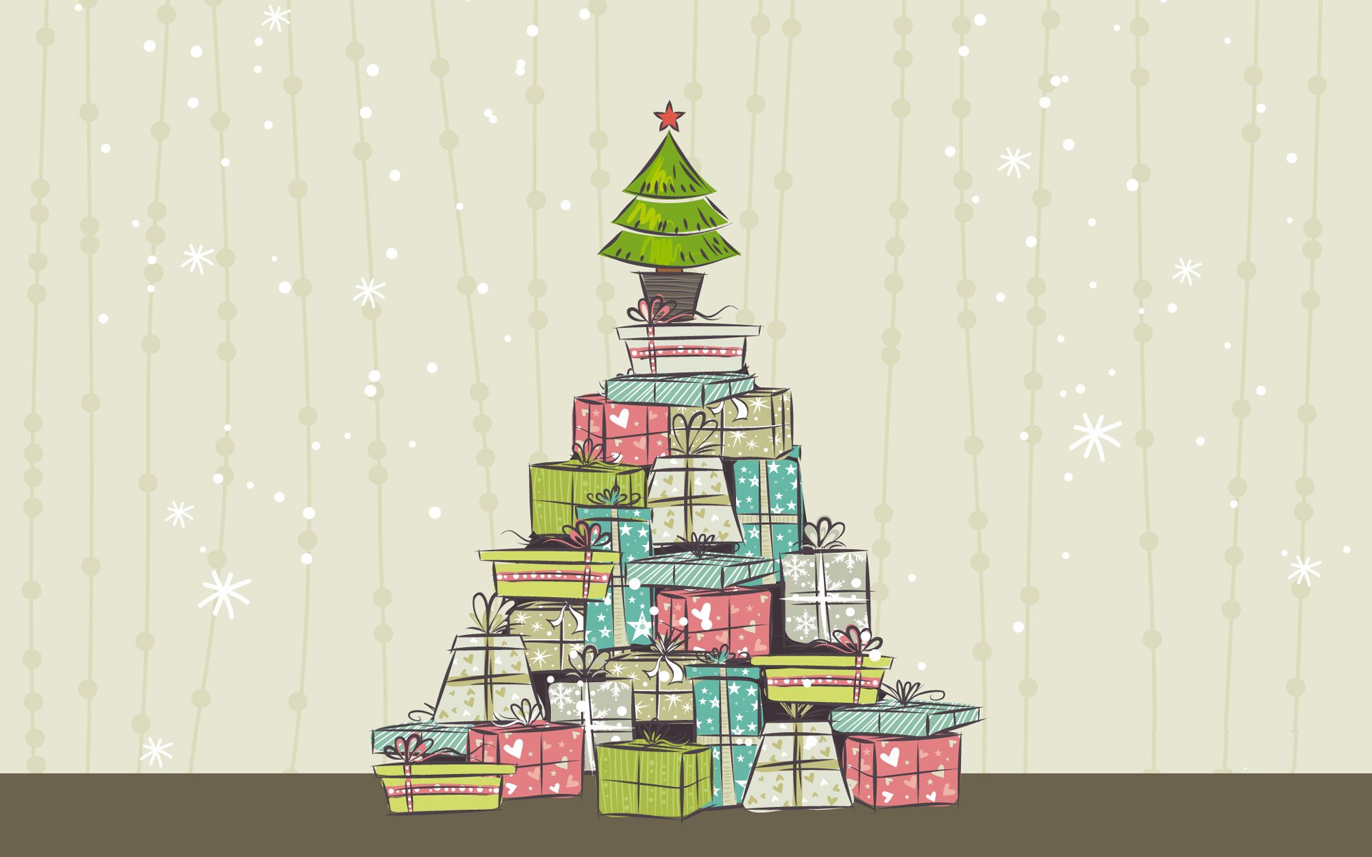 año nuevo papel pintado festivo vector navidad árbol de navidad regalos ilustración de navidad