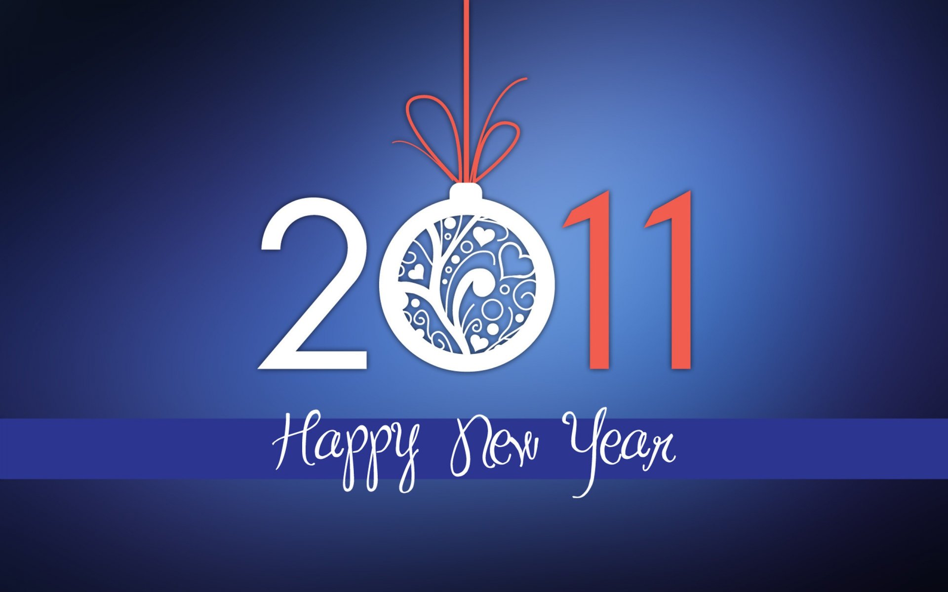 holiday new year 2011 numbers date greeting ball belt blue background