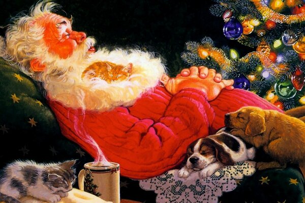 Babbo Natale addormentato Tom Newsom