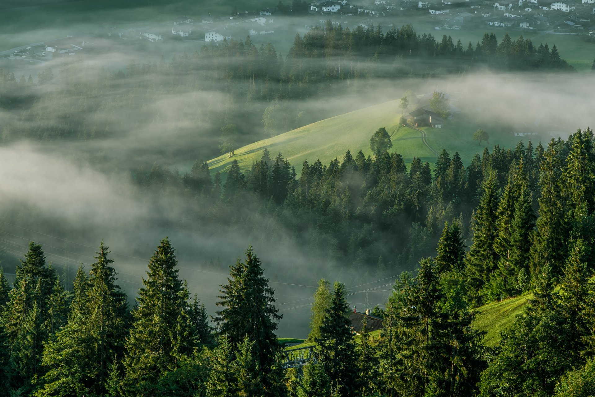 ellmau tirol austria alps tyrol morning fog tree