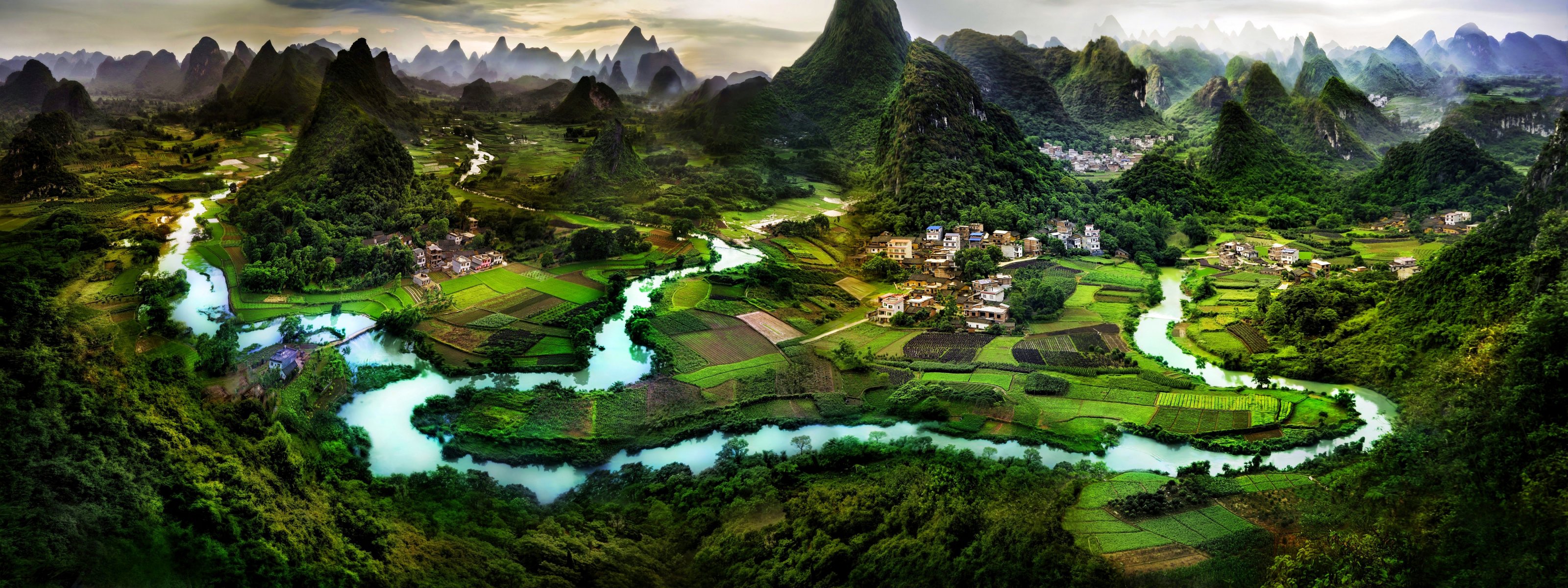 guilin chiny azja panorama natura miasto wieś