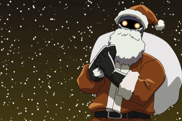 Babbo Natale robotico del fumetto con il sacchetto