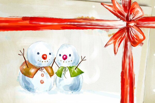 Dessin bonhommes de neige comme un cadeau de son fils