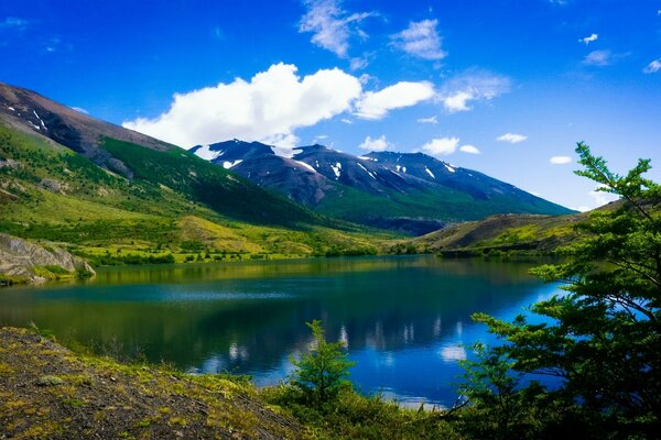 Bellissimo lago tra le catene montuose