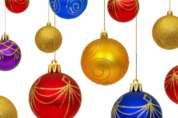 Golden Red Blue Christmas Balls