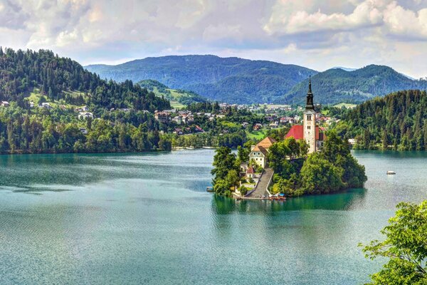 The Mariinsky Church. lake bled. an island in the lake. beautiful church