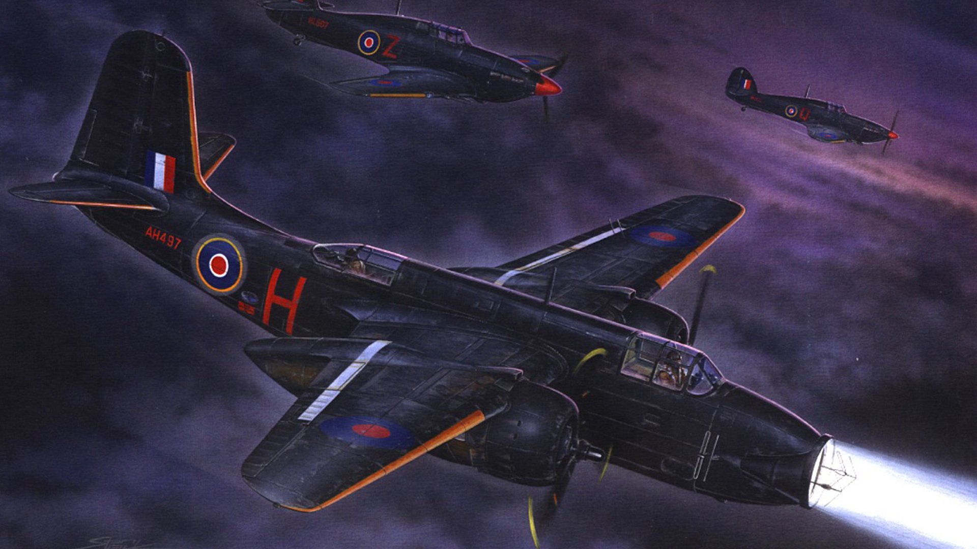 havoc mk ii douglas a-20 havoc db-7 boston avión de ataque bombardero ligero y caza nocturno dibujo arte noche