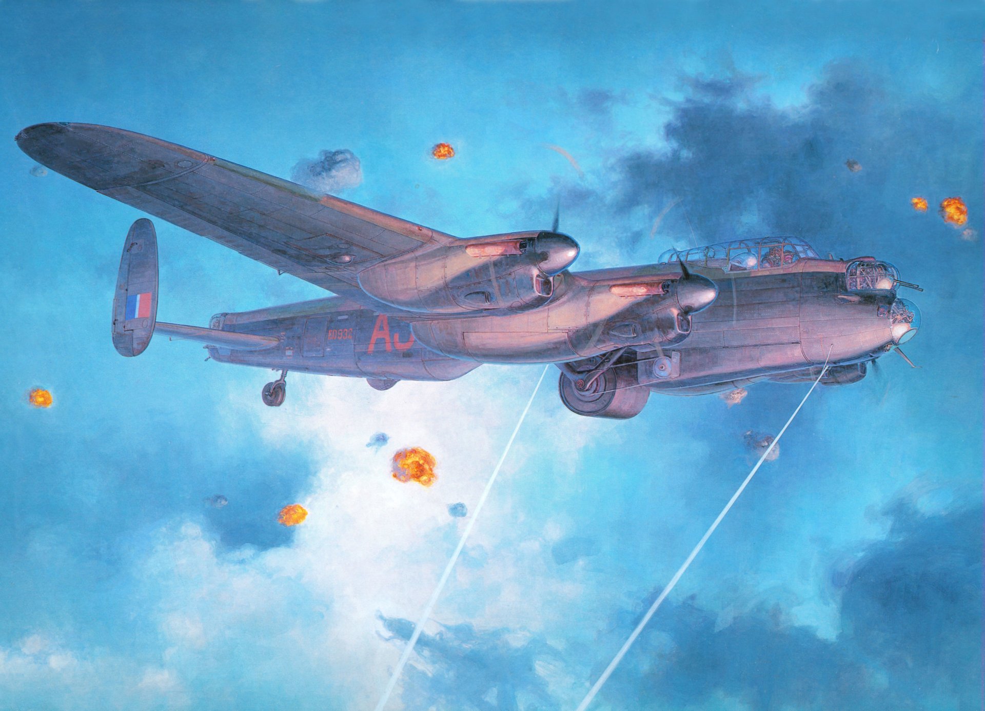 art aereo lancaster in mk.3 dambusters quadrimotore bombardiere raf cielo tappi di rottura ww2 figura