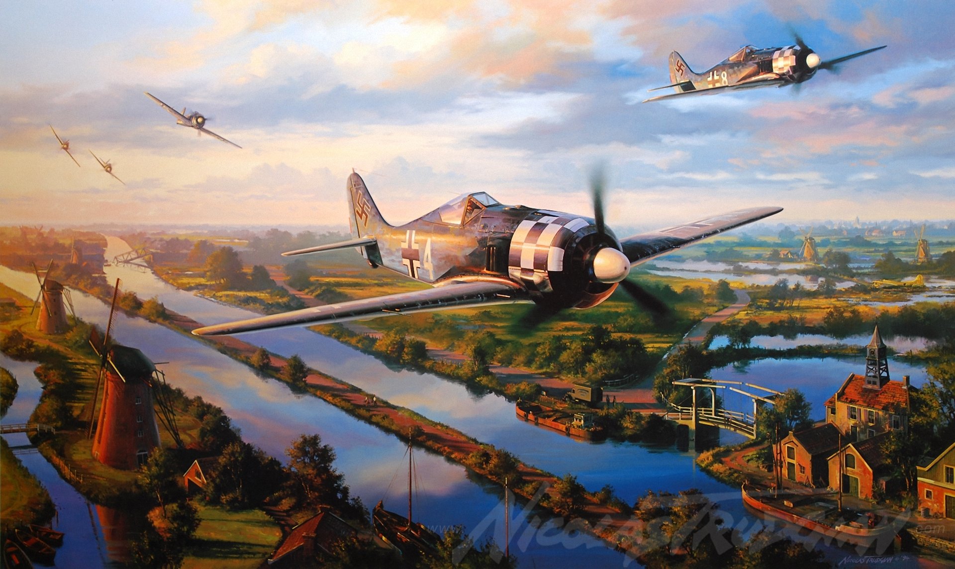 airplane war hand-to-hand combat art ww2 fw 190 trudgian