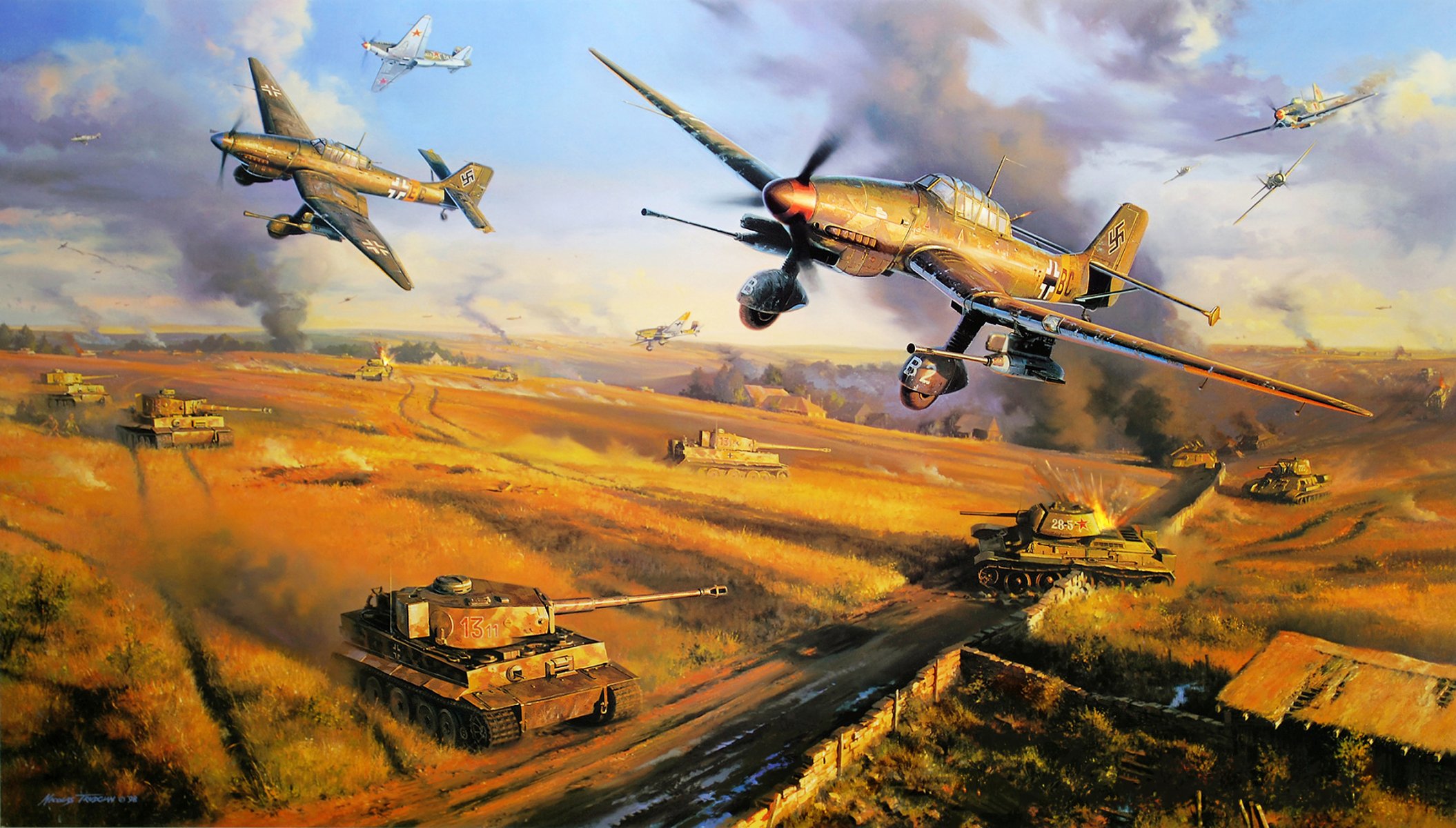 russischer russischer russisch russischer russischer kampfjet junker ju 87 deutsches flugzeug zweiter weltkrieg kunst krieg malerei luftkunst armee nahkampf abgeschossen kälte eis deutscher bomber yak 7 russischer kampfjet russisches flugzeug russischer panzer deutscher panzer m panzer t-34 tiger-panzer