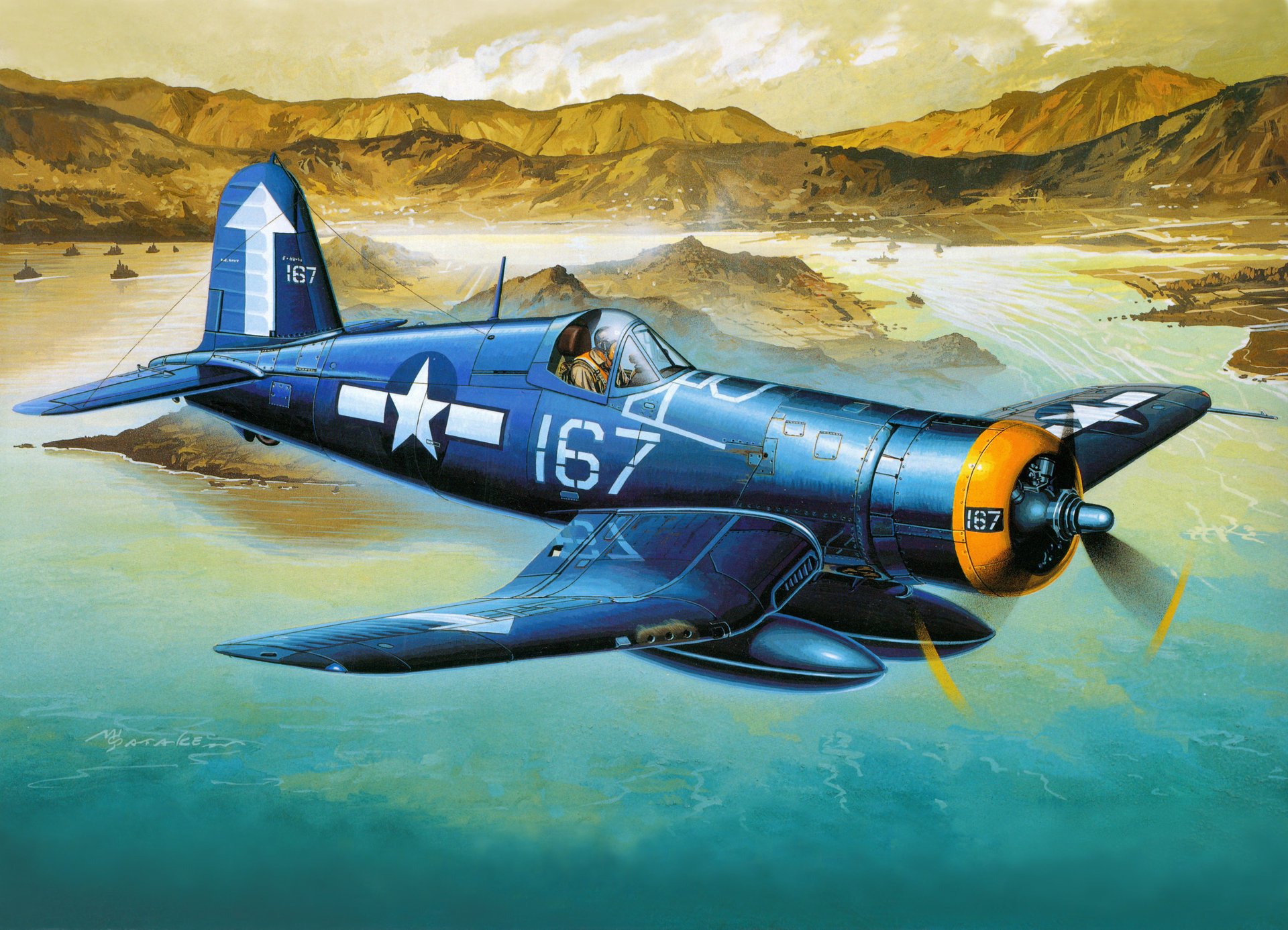 f4u-1d americano cubierta caza avión aviación arte