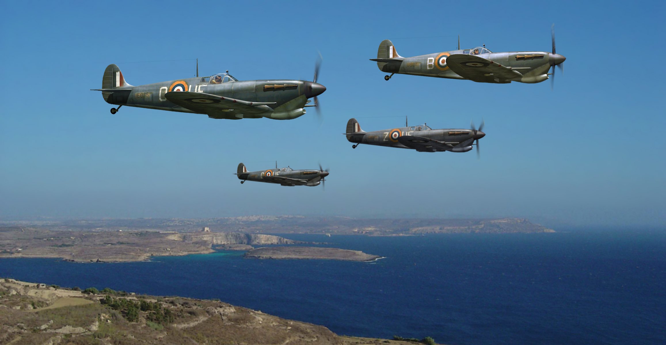 arte cielo supermarine seafire británico aviones de combate canal de la mancha ww2 dibujo