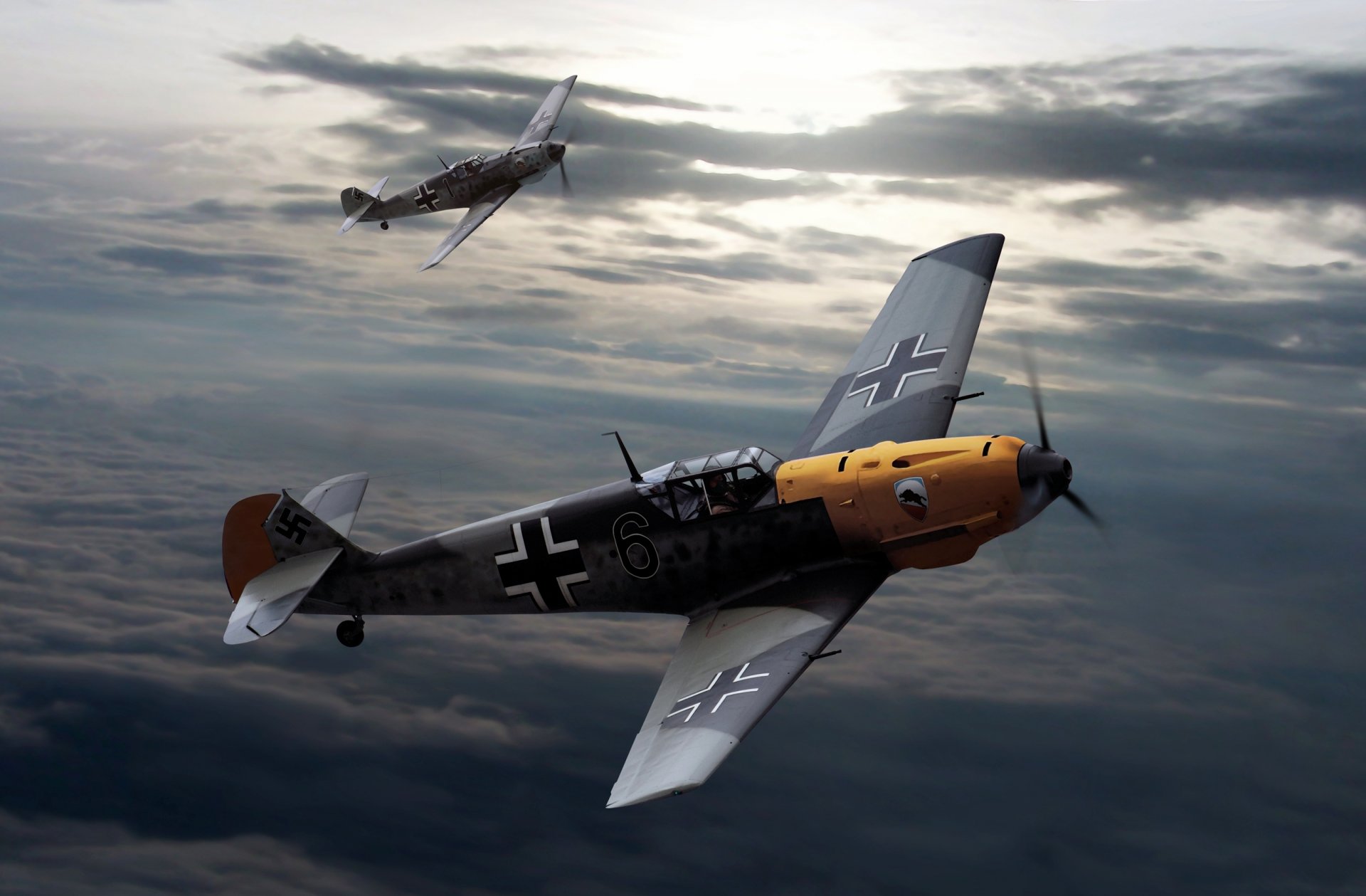 picture sky clouds messerschmitts bf.109 messerschmitt the second world war