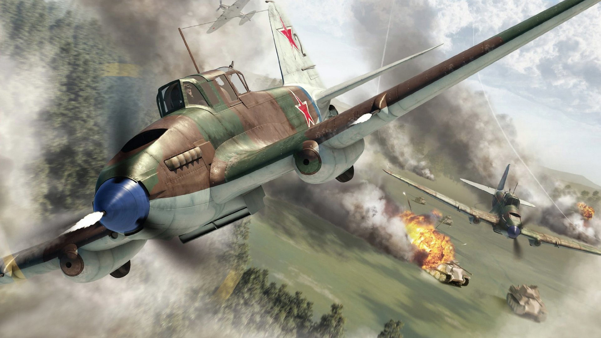 art aircraft il-2 attacco aereo versione a due posti il combattimento più massiccio nella storia flying tank link attacco a una colonna di carri armati tedeschi pantera 1944.