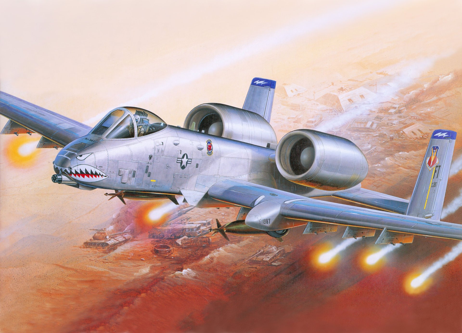 a-10 american attack plane aviation rockets war art