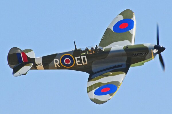 British Spitfire aircraft against the sky