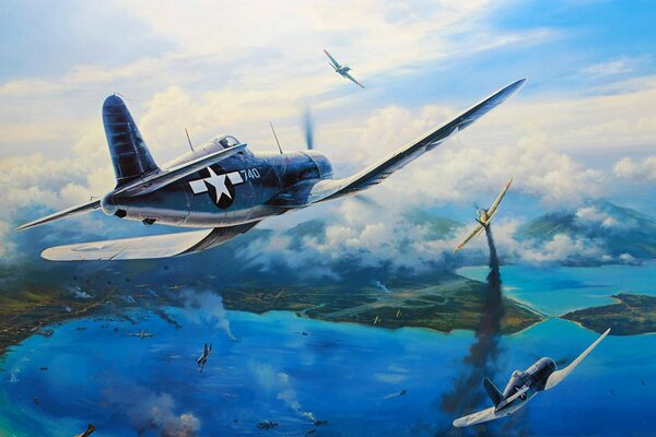 Disegno artistico F4U di Nicolas trudgian