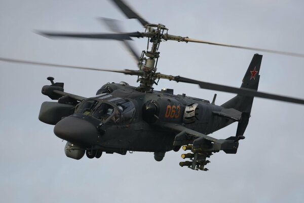 Russian ka-52 attack helicopter alligator in flight