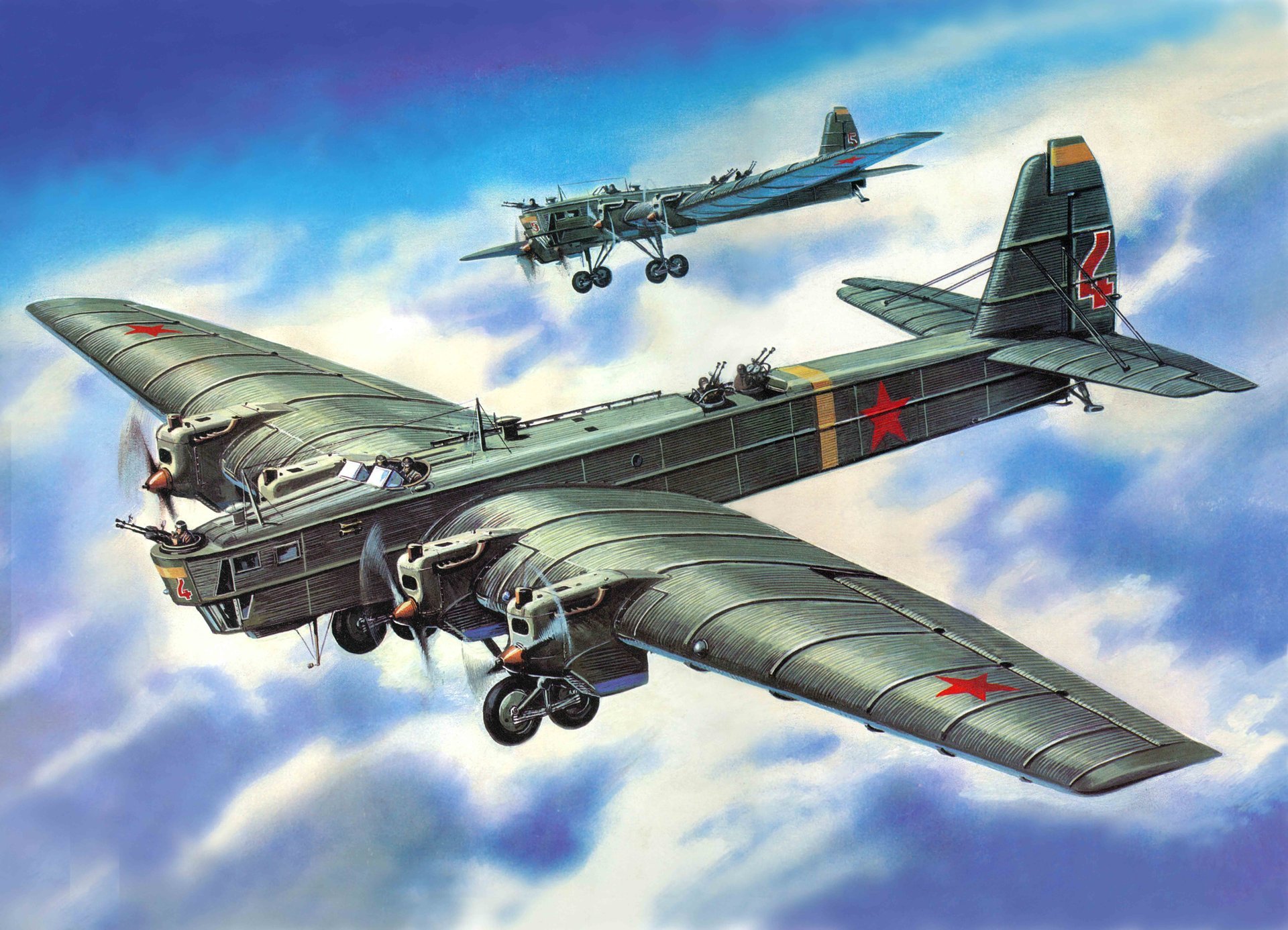 art aereo tupolev tb-3 bombardiere sovietico air force urss seconda guerra mondiale ww2