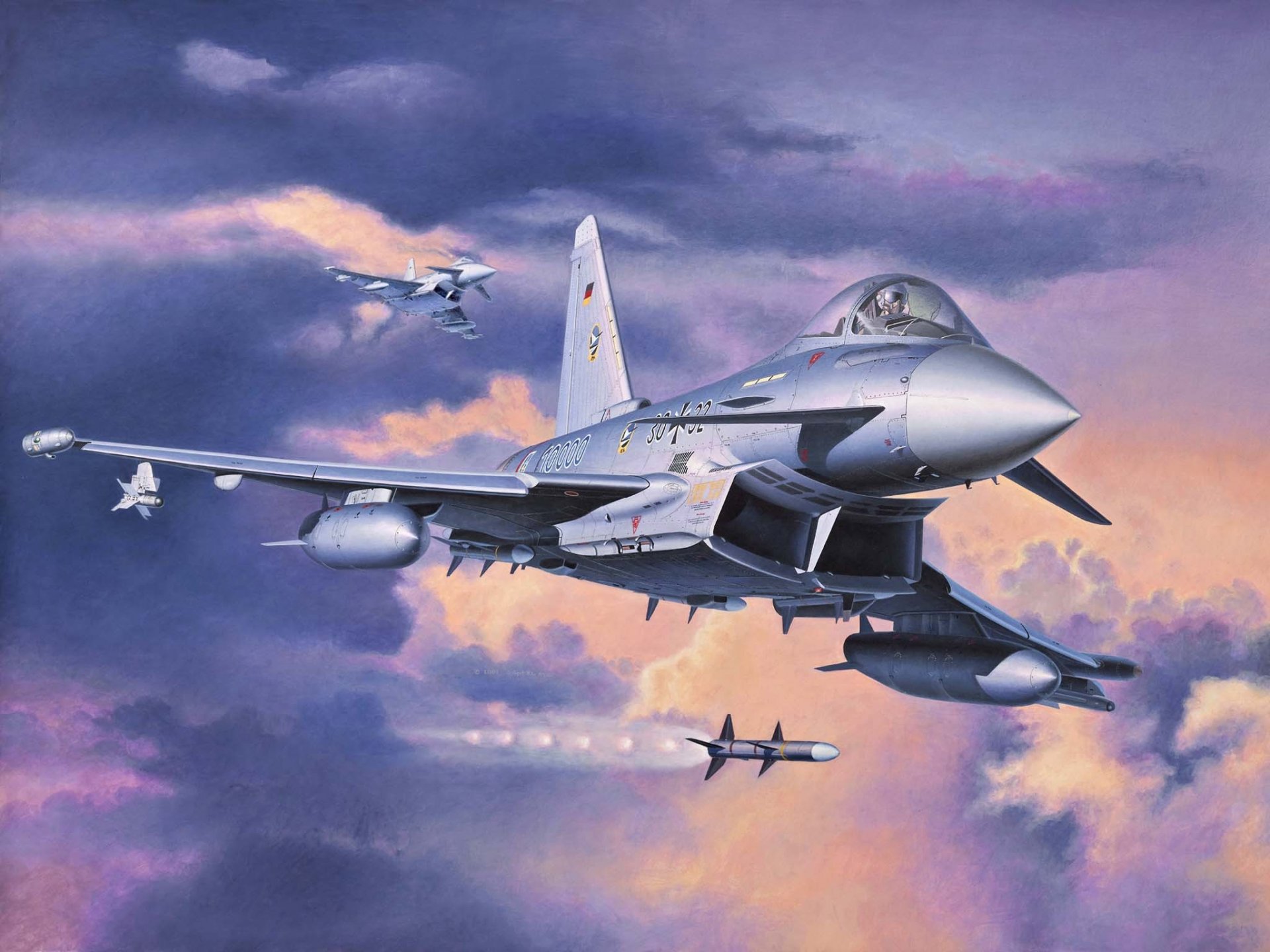 arte avión eurofighter typhoon multiusos luchador en cielo