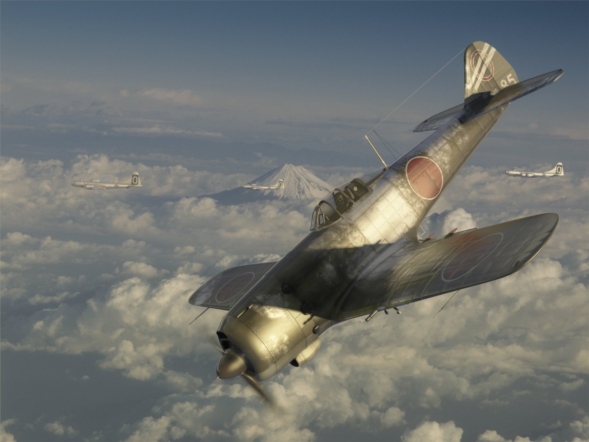 arte gi-84 aviones en el cielo vuelo nubes