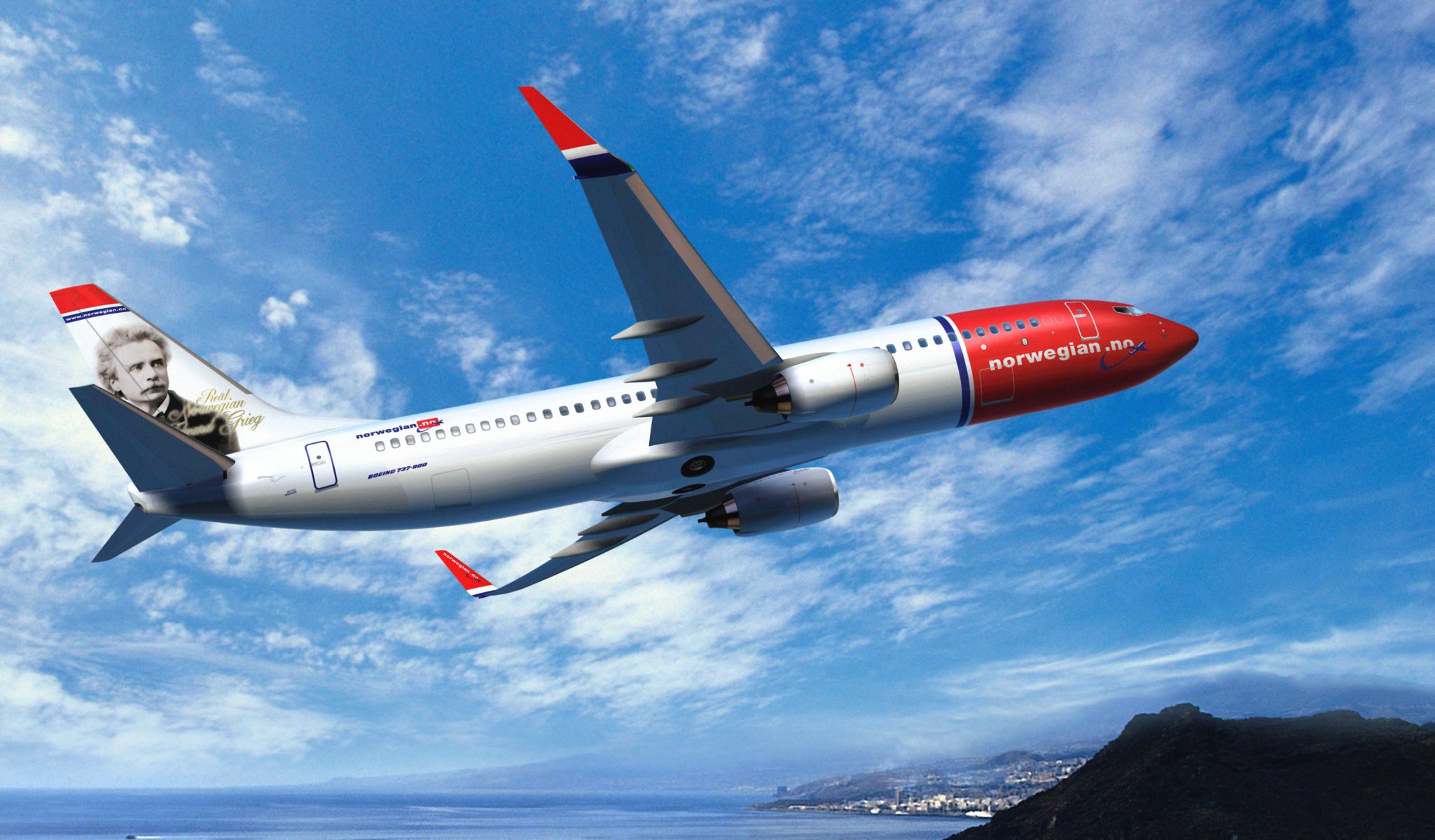 norwegian air boeing airliner plane sky flies aviation