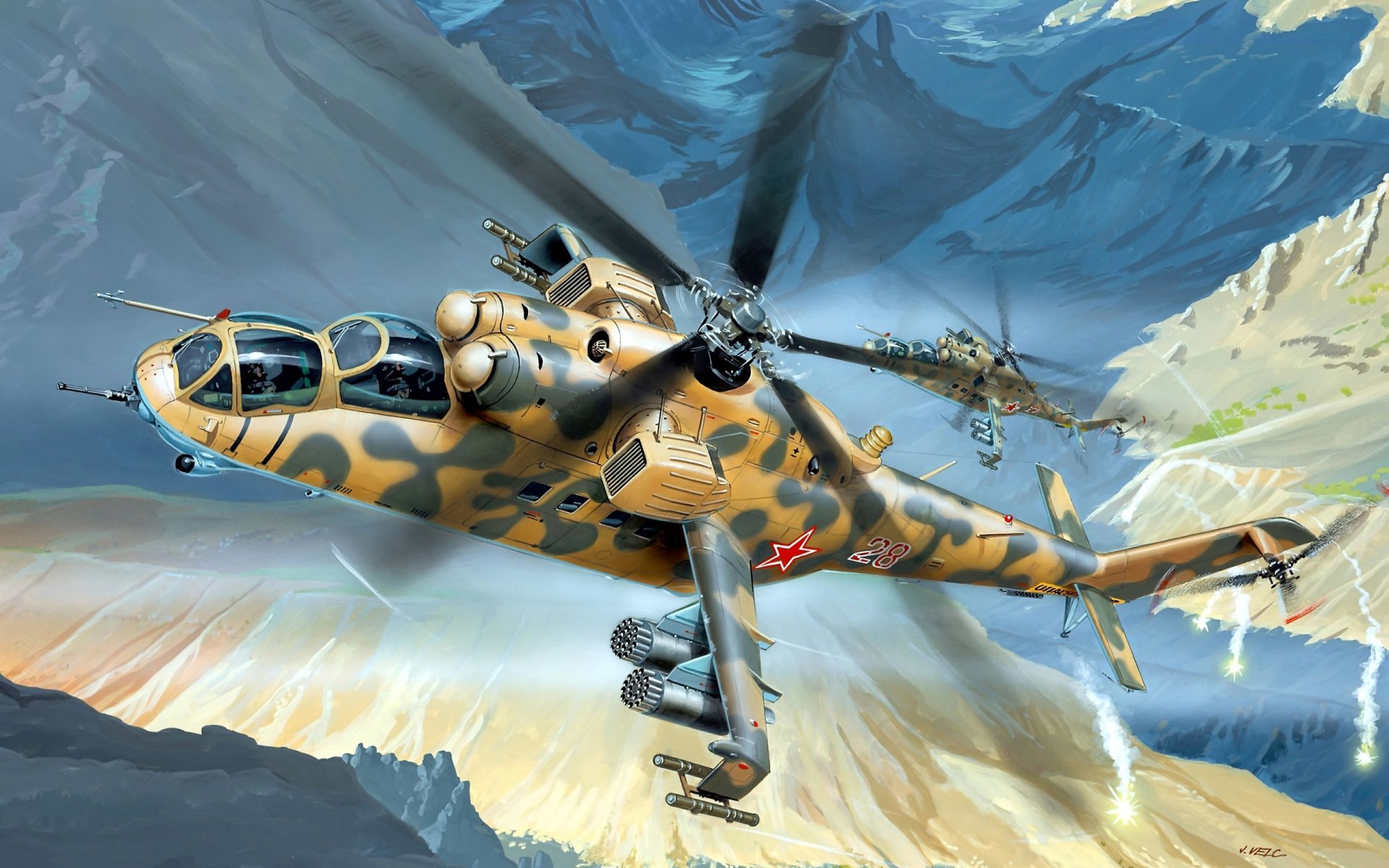 art elicottero mi-24 sovietico russo di trasporto di combattimento di sviluppo okb ml mil air force russia