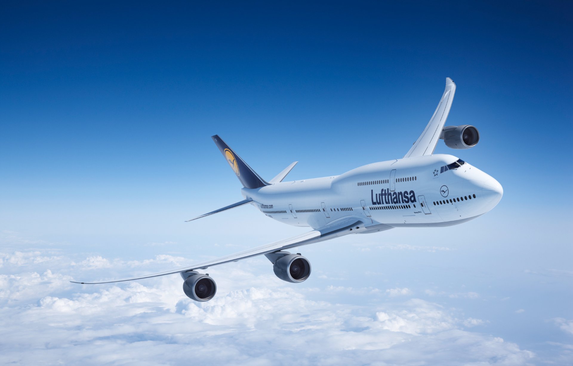 boeing lufthansa plane airliner flies flight in the air cloud