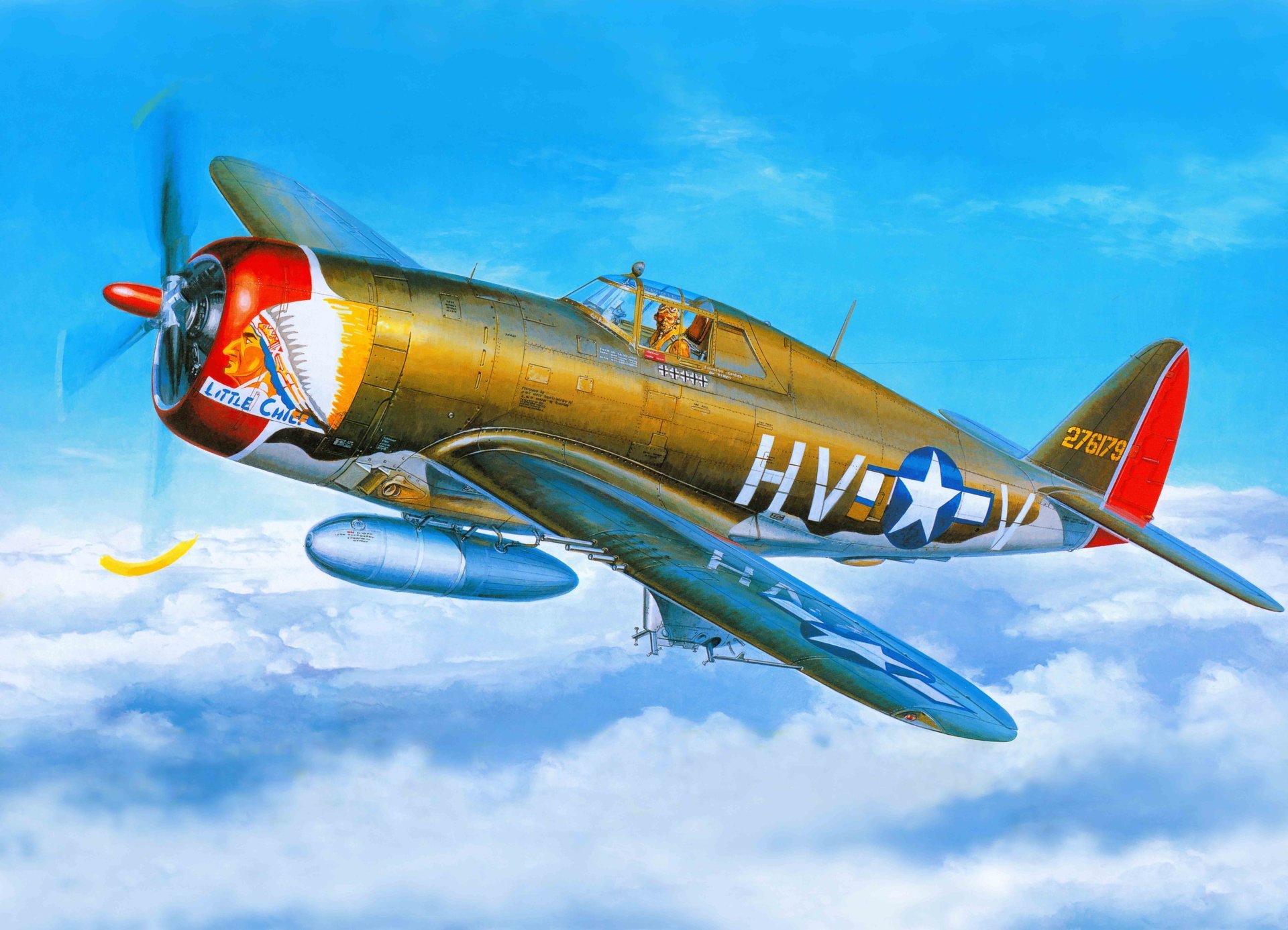 art plane republic p-47 thunderbolt fighter air force united states bomber ww2