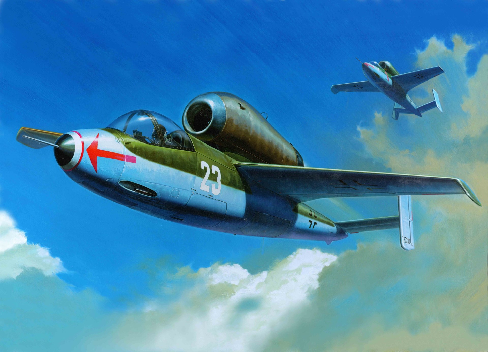 arte aereo he-162 salamandra turbojet interceptor heinkel ww2