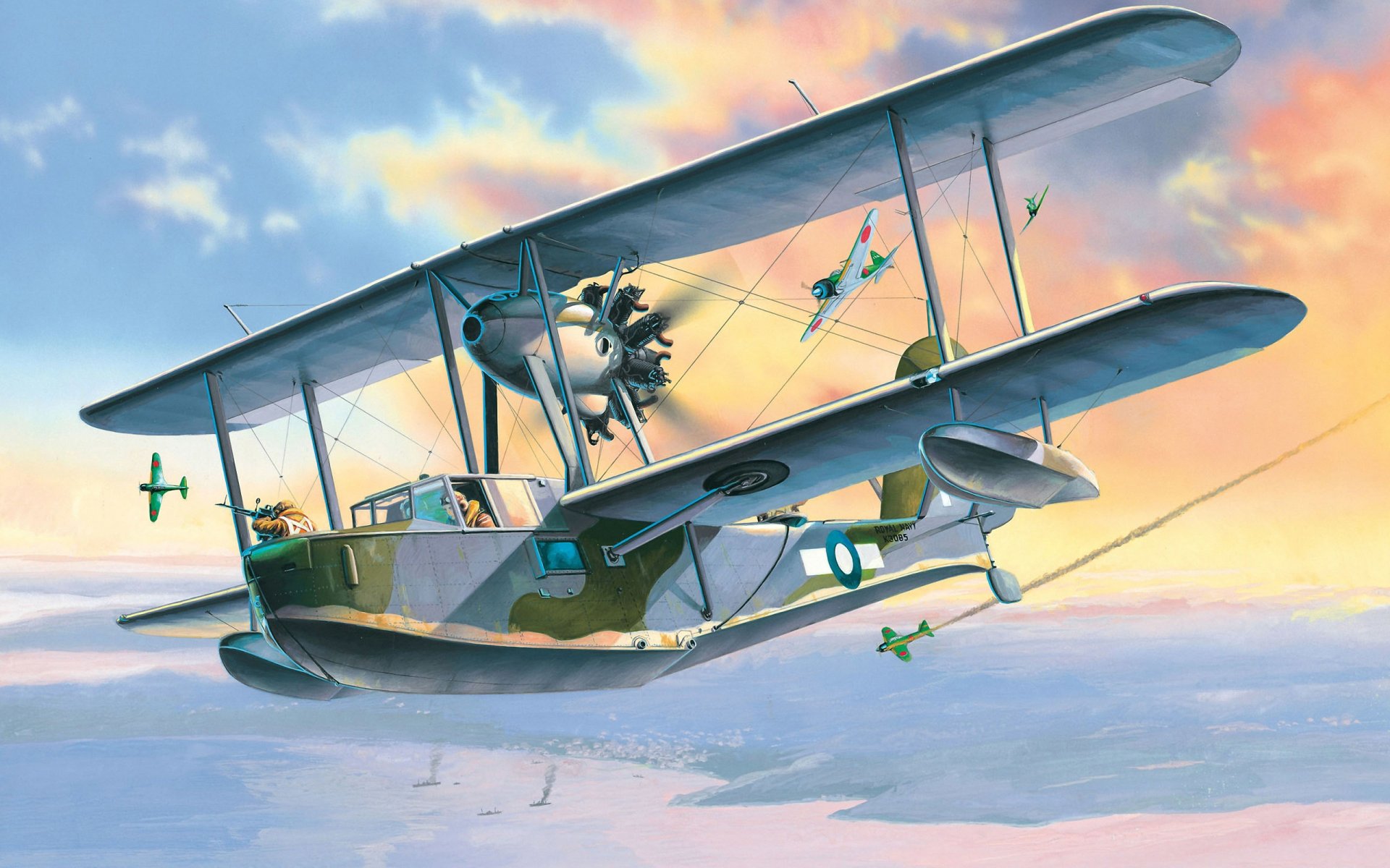 arte aereo supermarine valrus tricheco mk . io britannico ricognizione idrovolante artista daniel frka ww2