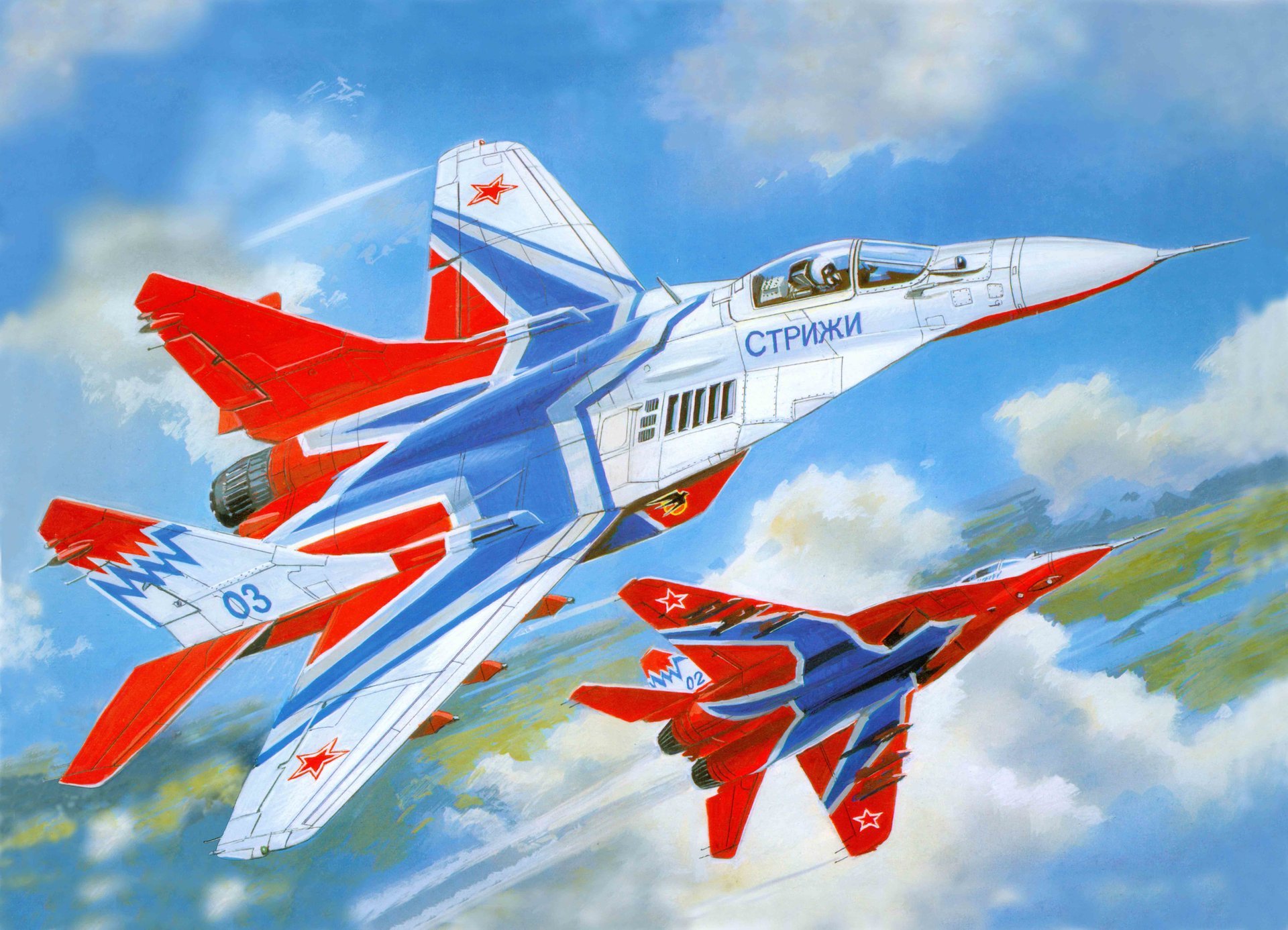 kunst flugzeug mig-29 mig-29 sowjetisch russisch mehrzweck- kämpfer generationen entwickelt in okb mig luftfahrt gruppe kunstflug schnitte auf kämpfer enthalten 237. garde proskurovsky rotzeichen orden