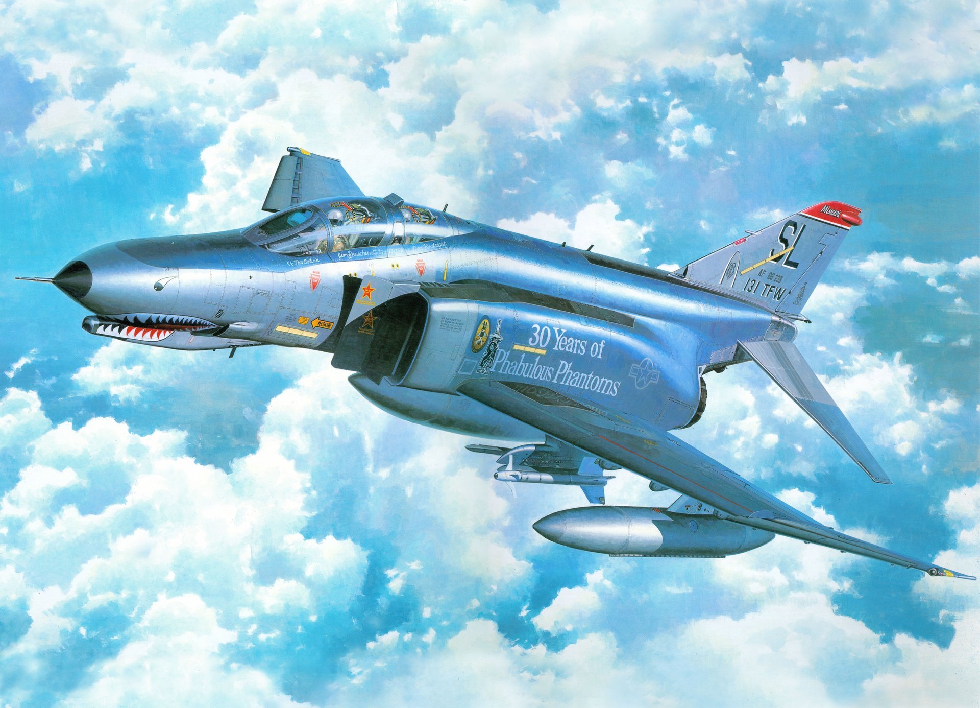 kunst himmel macdonnell douglas f-4e phantom ii mcdonnell douglas phantom ii fortgeschritten mehrzweck kämpfer boden unterstützung us air force zeichnung