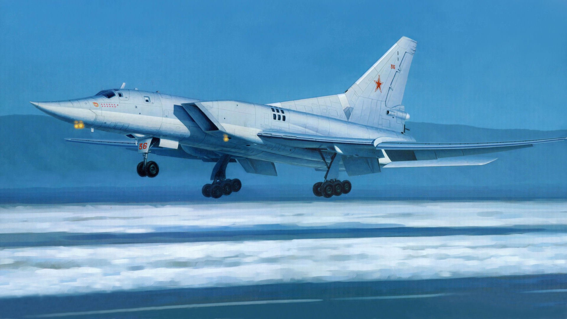 tu-22m3 backfire bombardiere striscia campo d aviazione neve inverno disegno