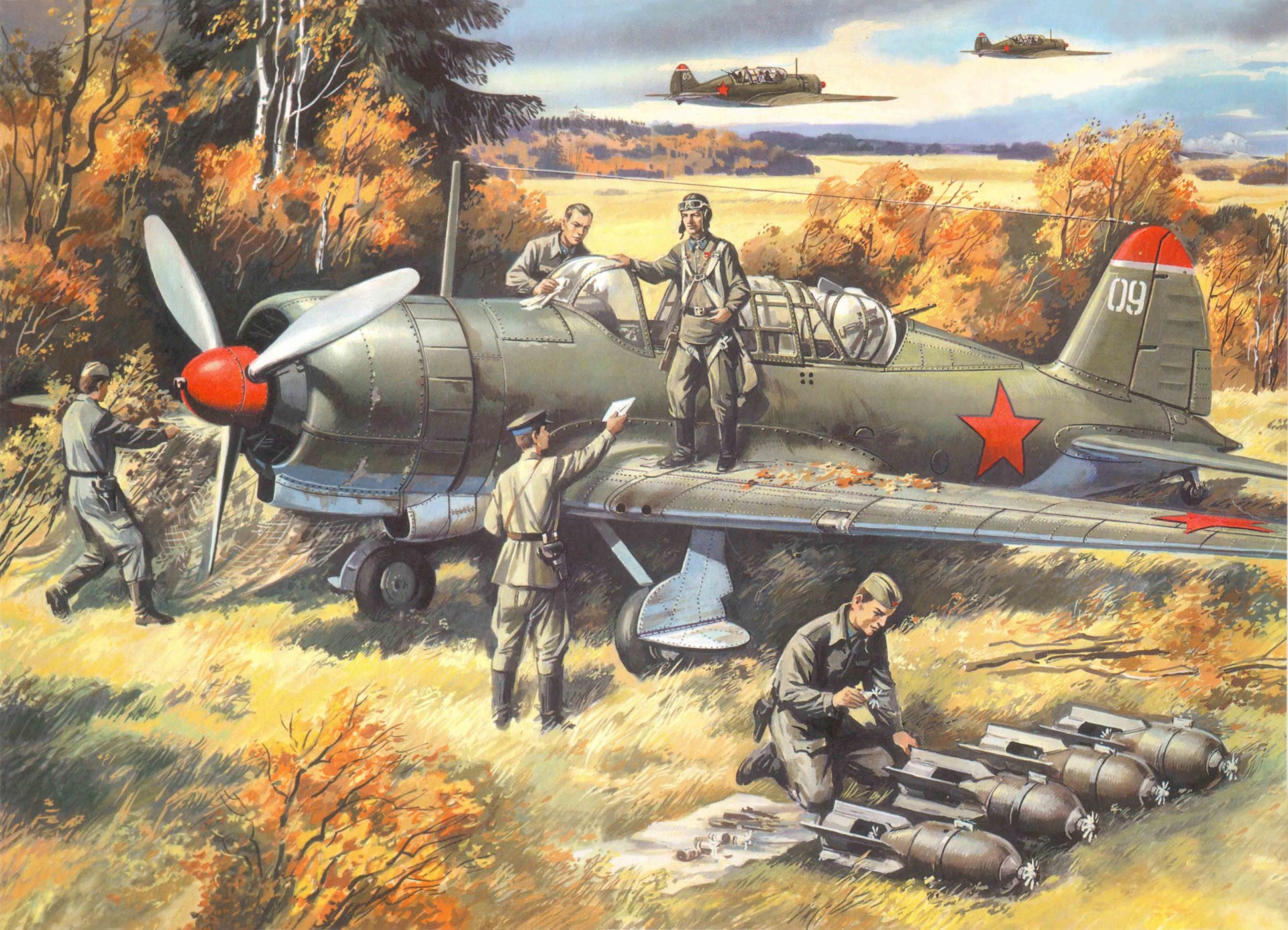 art avion su-2 soviétique moyen scout et léger bombardier air force urss automne préparation à départ seconde guerre mondiale ww2